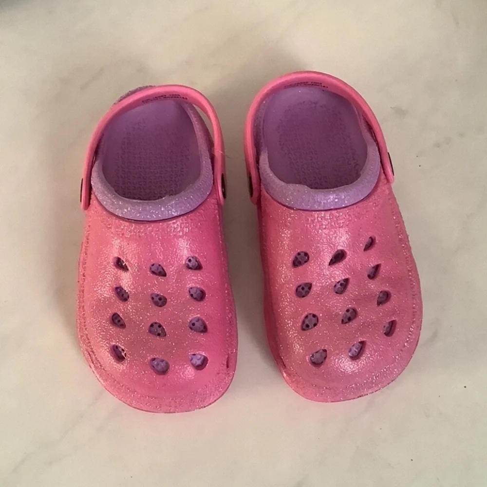 Capelli Girls Clogs 10 Shoes Kids Slip On Pink Glitter Heel Strap Fun